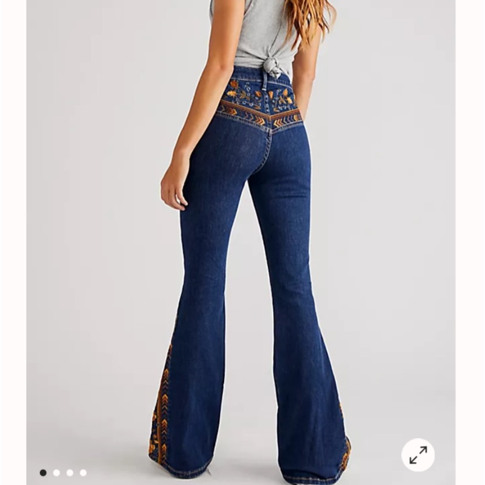 Free People Driftwood Embroidered Flare